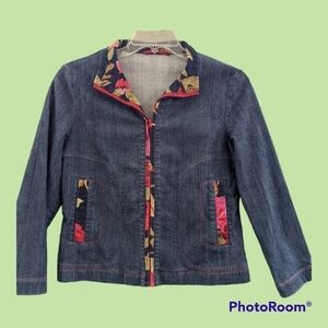 VTG Tangy cropped denim and corduroy trimmed jacket, Size XL